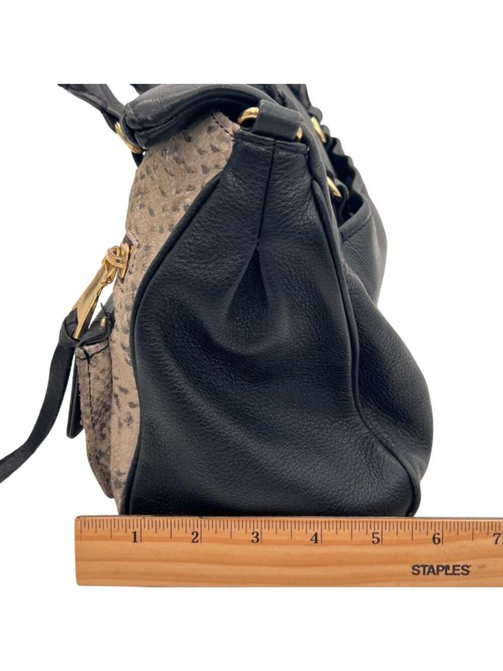 Aimee Kestenberg Snake Print & Black Leather Bag Purse 10 Zippered Compartments - Picture 4 of 16